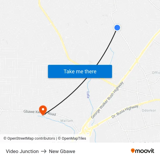 Video Junction to New Gbawe map
