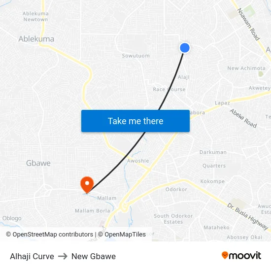 Alhaji Curve to New Gbawe map