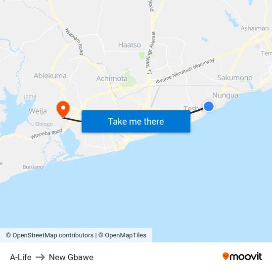 A-Life to New Gbawe map