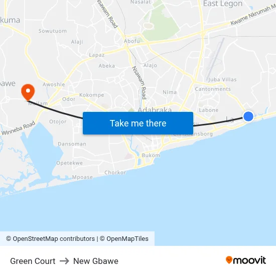 Green Court to New Gbawe map