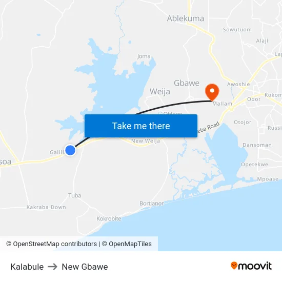 Kalabule to New Gbawe map