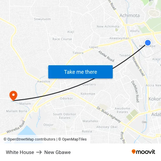 White House to New Gbawe map
