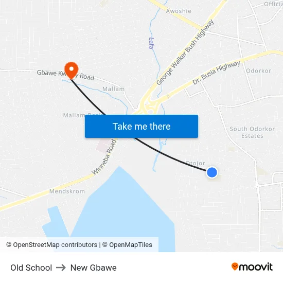 Old School to New Gbawe map