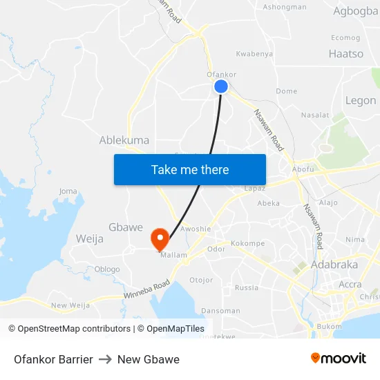Ofankor Barrier to New Gbawe map