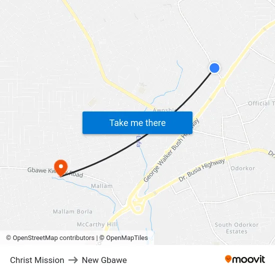 Christ Mission to New Gbawe map