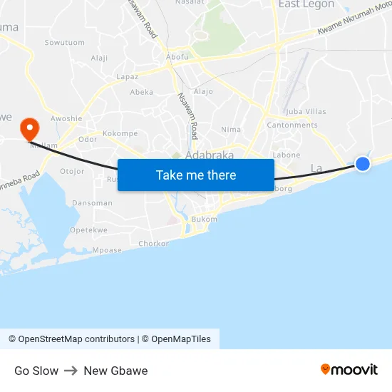 Go Slow to New Gbawe map