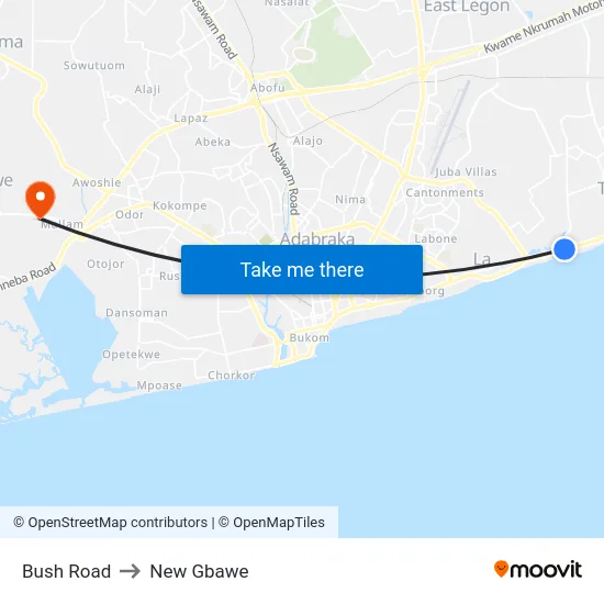 Bush Road to New Gbawe map
