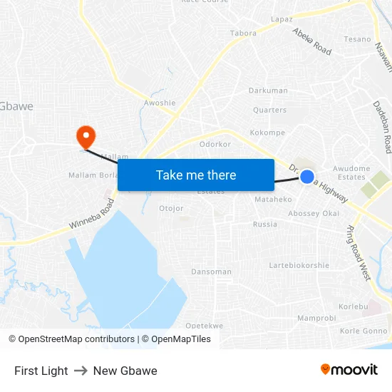 First Light to New Gbawe map