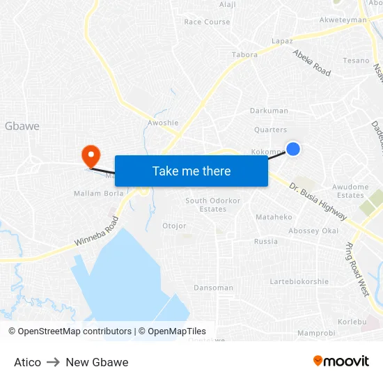 Atico to New Gbawe map