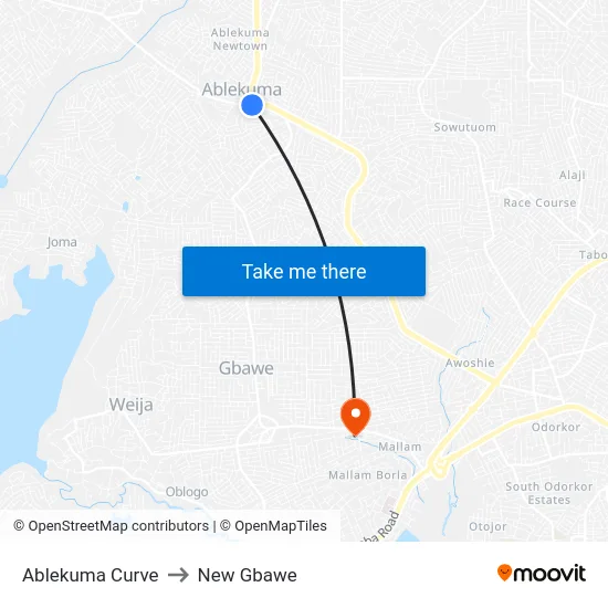 Ablekuma Curve to New Gbawe map