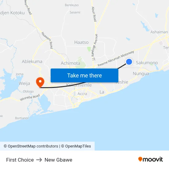 First Choice to New Gbawe map