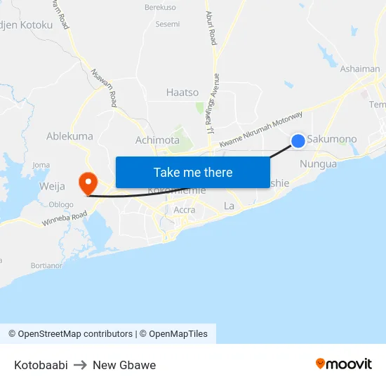 Kotobaabi to New Gbawe map