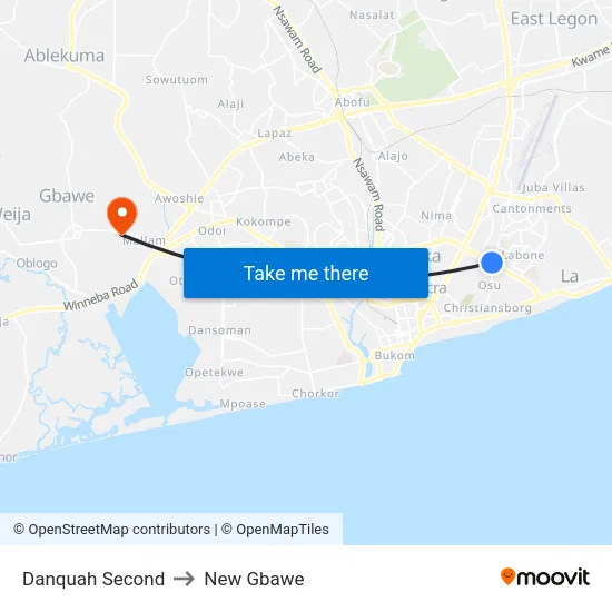 Danquah Second to New Gbawe map