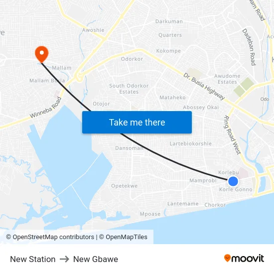 New Station to New Gbawe map