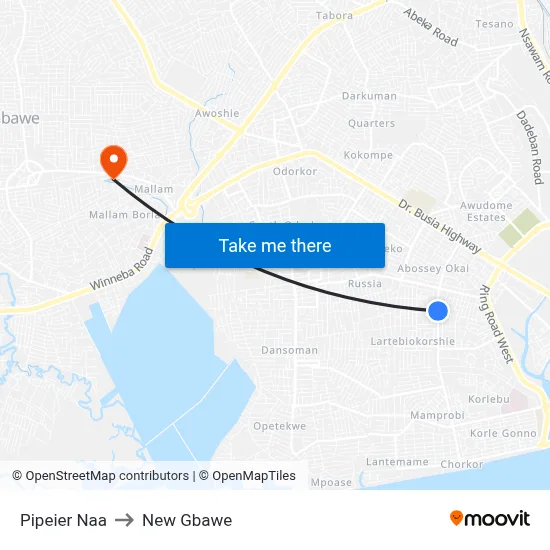 Pipeier Naa to New Gbawe map