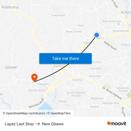 Lapaz Last Stop to New Gbawe map