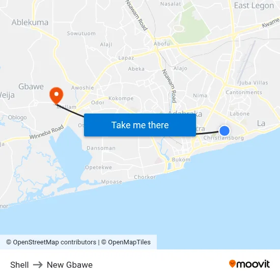 Shell to New Gbawe map