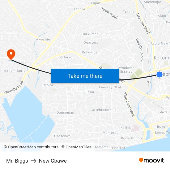 Mr. Biggs to New Gbawe map