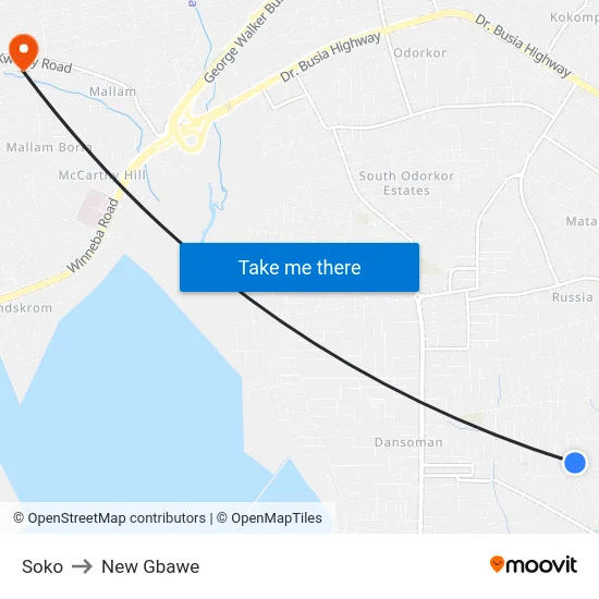 Soko to New Gbawe map