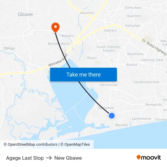 Agege Last Stop to New Gbawe map