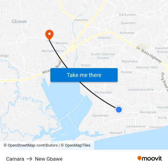 Camara to New Gbawe map