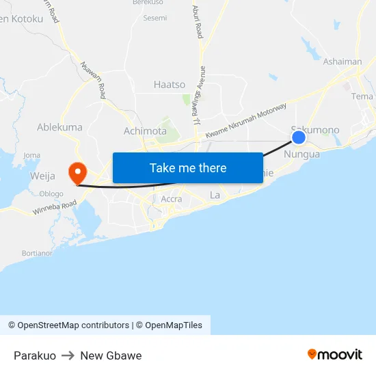 Parakuo to New Gbawe map