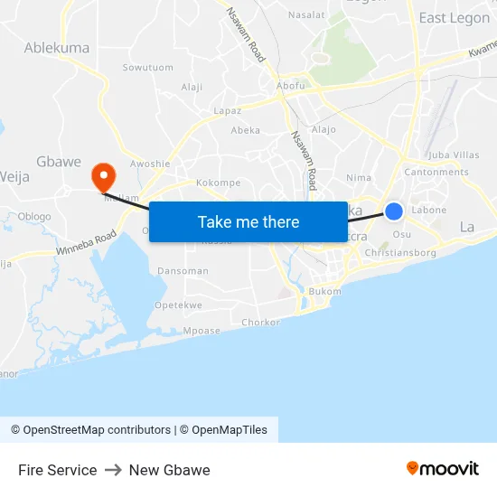 Fire Service to New Gbawe map
