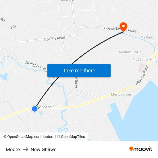 Modex to New Gbawe map