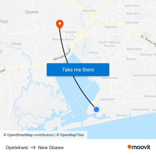 Opetekwei to New Gbawe map