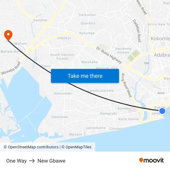 One Way to New Gbawe map