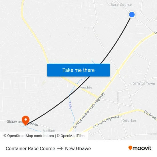 Container Race Course to New Gbawe map