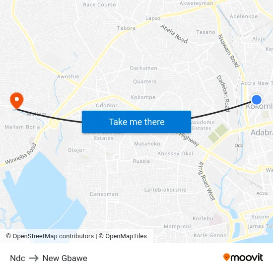 Ndc to New Gbawe map