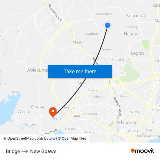 Bridge to New Gbawe map