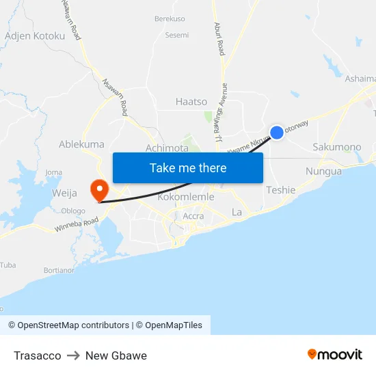 Trasacco to New Gbawe map
