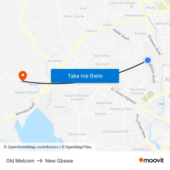 Old Melcom to New Gbawe map