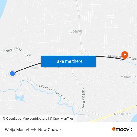 Weija Market to New Gbawe map