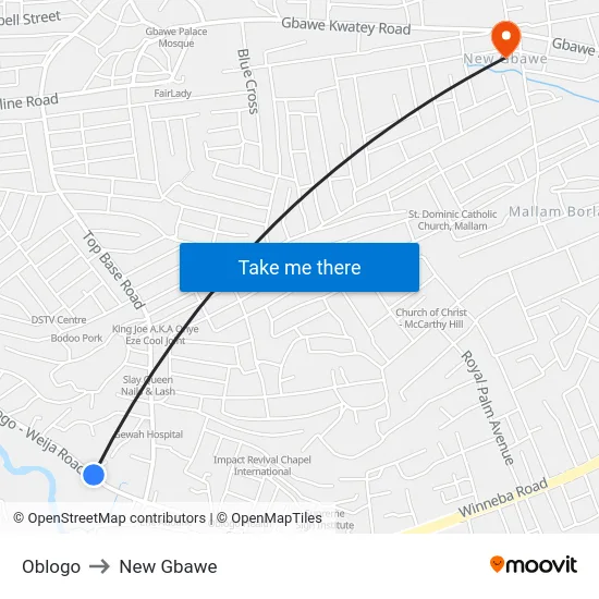 Oblogo to New Gbawe map