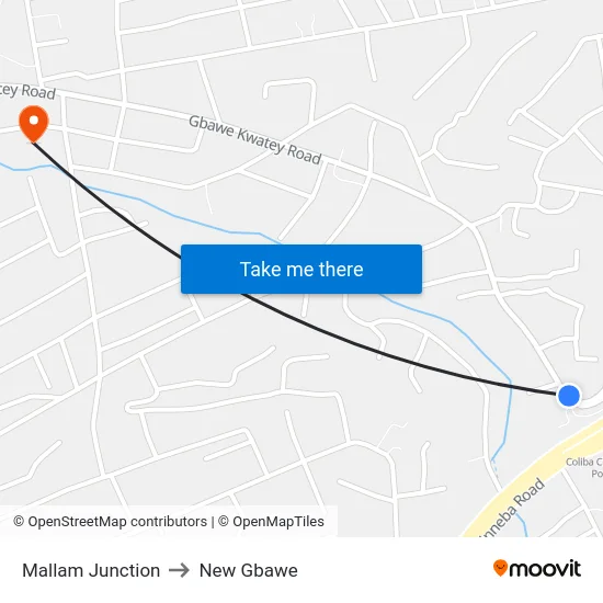 Mallam Junction to New Gbawe map