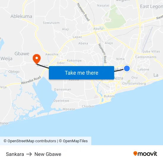 Sankara to New Gbawe map