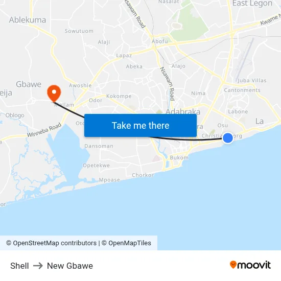 Shell to New Gbawe map