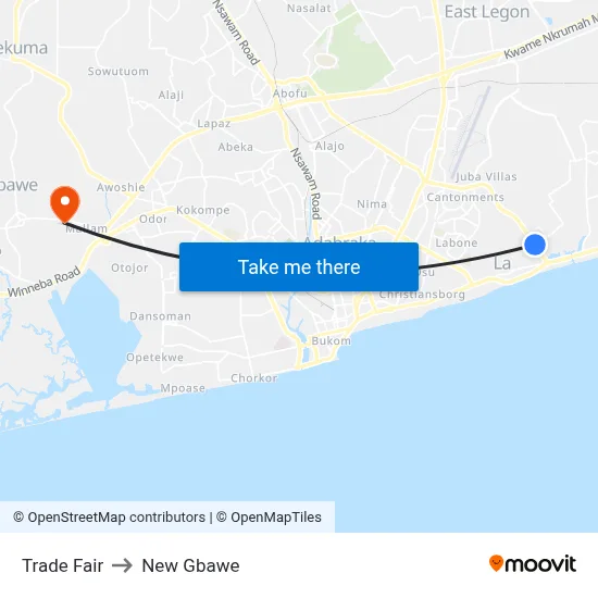 Trade Fair to New Gbawe map