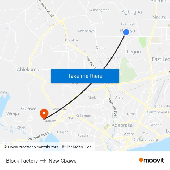 Block Factory to New Gbawe map