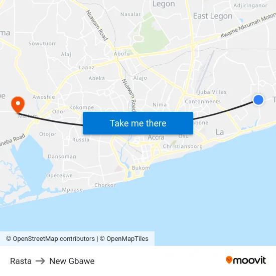 Rasta to New Gbawe map