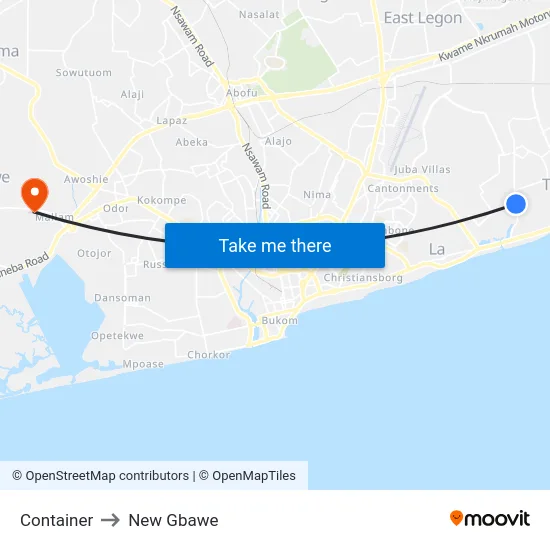 Container to New Gbawe map