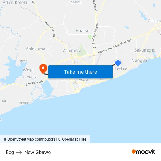 Ecg to New Gbawe map