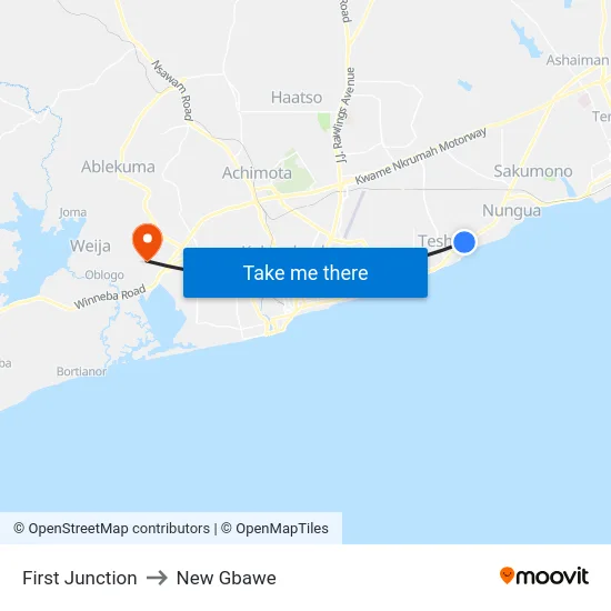 First Junction to New Gbawe map