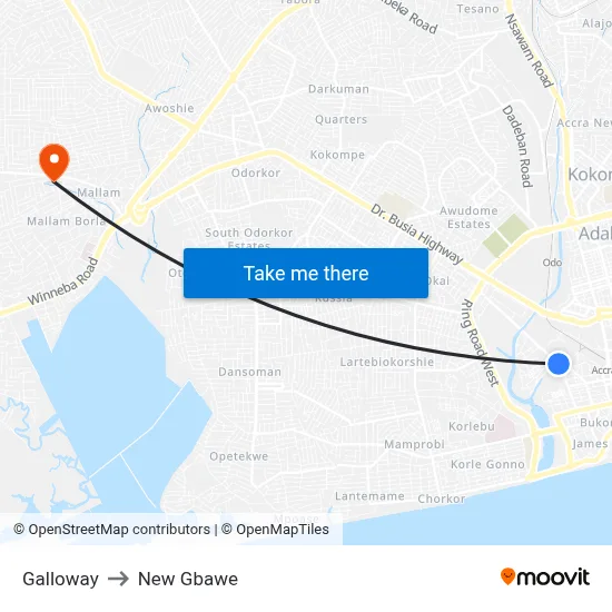 Galloway to New Gbawe map
