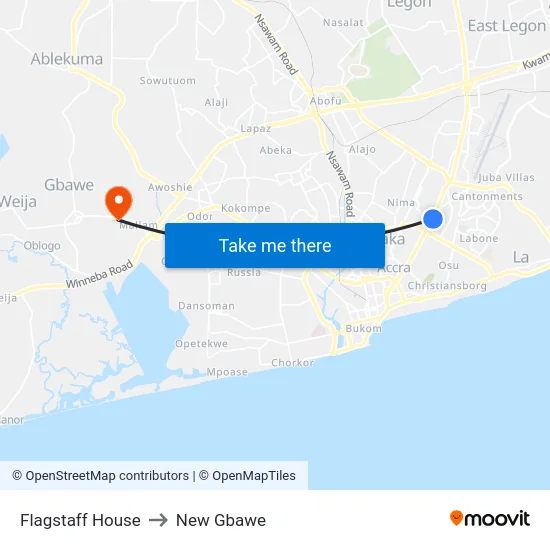 Flagstaff House to New Gbawe map