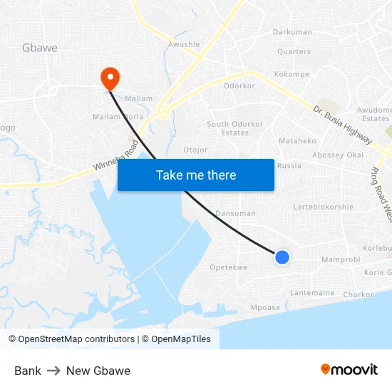 Bank to New Gbawe map