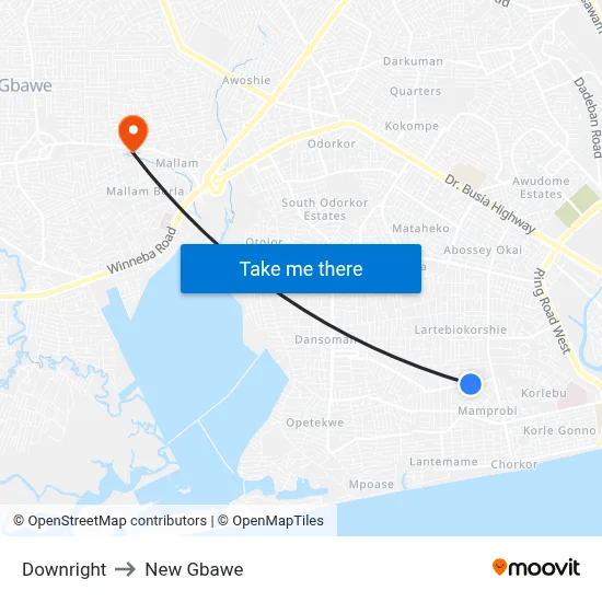 Downright to New Gbawe map